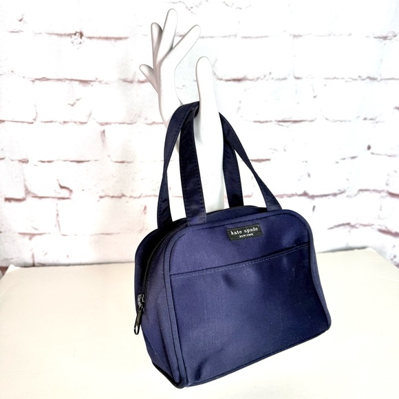 KATE SPADE NEW YORK Navy Nylon 7” Mini Satchel Tote Bag Y2K 90’s Purse Vintage - Picture 4 of 15